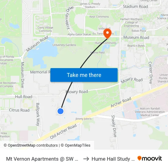 Mt Vernon Apartments @ SW 23rd Drive to Hume Hall Study Room map