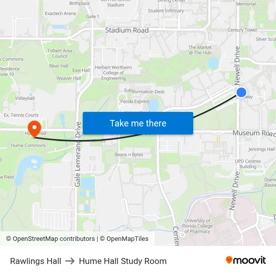 Rawlings Hall to Hume Hall Study Room map