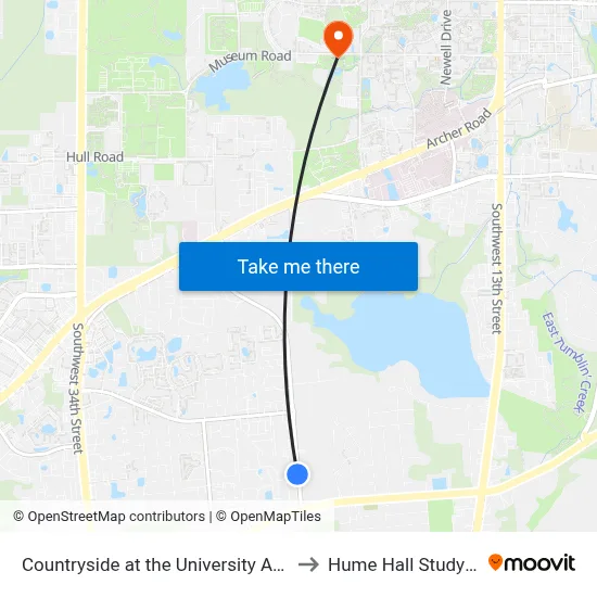 Countryside at the University Apartments to Hume Hall Study Room map