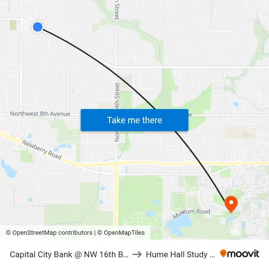 Capital City Bank @ NW 16th Boulevard to Hume Hall Study Room map