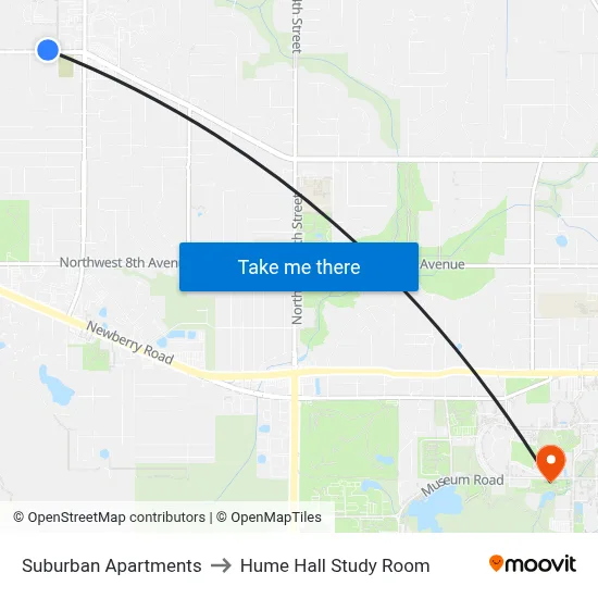 Suburban Apartments to Hume Hall Study Room map