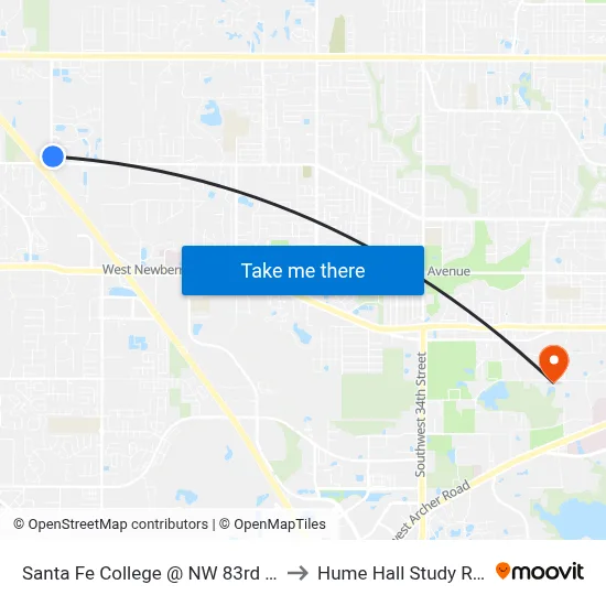 Santa Fe College @ NW 83rd Street to Hume Hall Study Room map