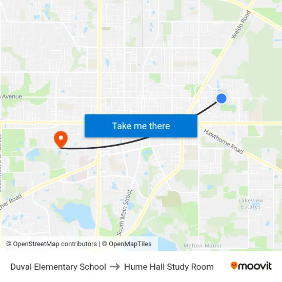 Duval Elementary School to Hume Hall Study Room map