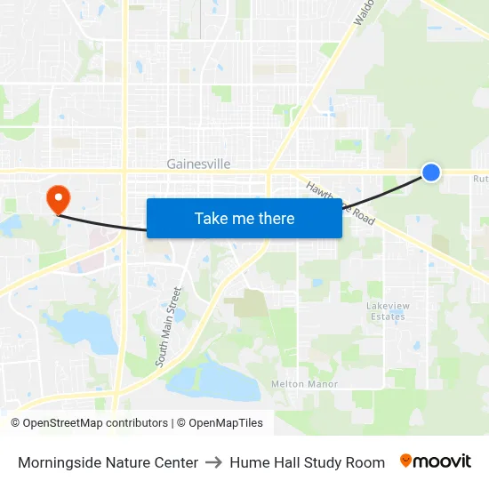 Morningside Nature Center to Hume Hall Study Room map