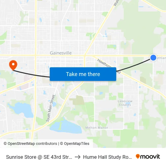 Sunrise Store @ SE 43rd Street to Hume Hall Study Room map