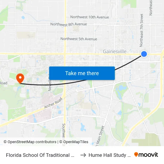 Florida School Of Traditional Midwifery to Hume Hall Study Room map