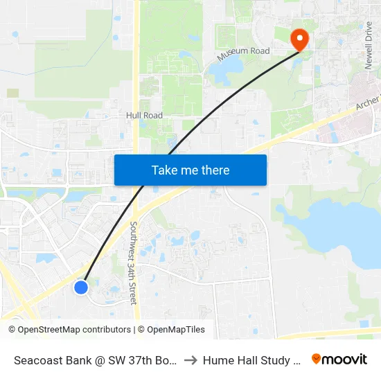 Seacoast Bank @ SW 37th Boulevard to Hume Hall Study Room map