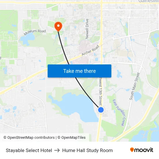 Stayable Select Hotel to Hume Hall Study Room map
