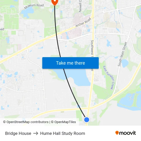 Bridge House to Hume Hall Study Room map