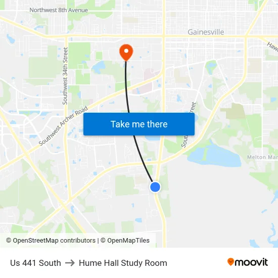 Us 441 South to Hume Hall Study Room map
