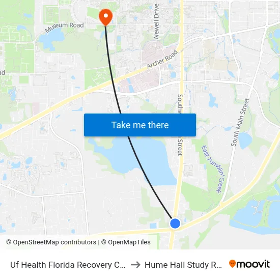 Uf Health Florida Recovery Center to Hume Hall Study Room map