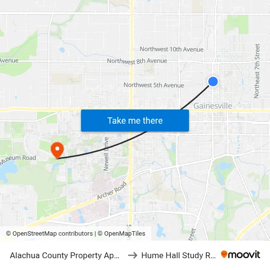 Alachua County Property Appraiser to Hume Hall Study Room map