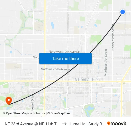 NE 23rd Avenue @ NE 11th Terrace to Hume Hall Study Room map