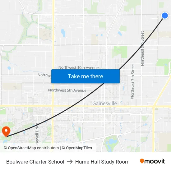 Boulware Charter School to Hume Hall Study Room map
