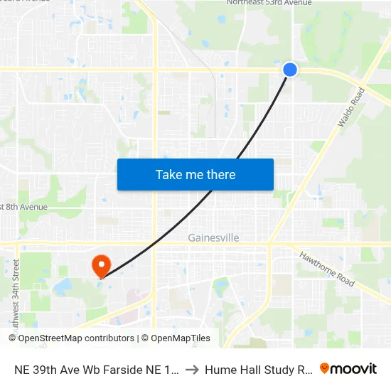 NE 39th Ave Wb Farside NE 15th St to Hume Hall Study Room map