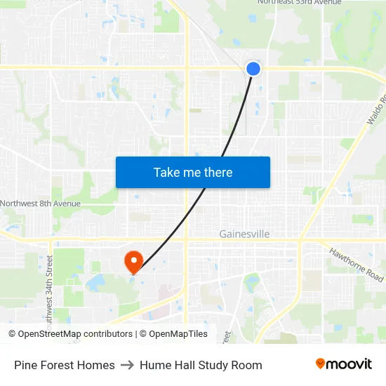 Pine Forest Homes to Hume Hall Study Room map