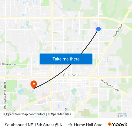 Southbound NE 15th Street @ NE 31 Avenue to Hume Hall Study Room map