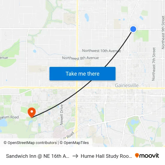 Sandwich Inn @ NE 16th Ave to Hume Hall Study Room map