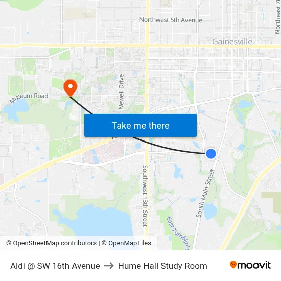 Aldi @ SW 16th Avenue to Hume Hall Study Room map