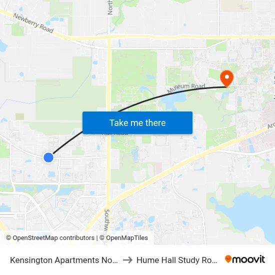 Kensington Apartments North to Hume Hall Study Room map