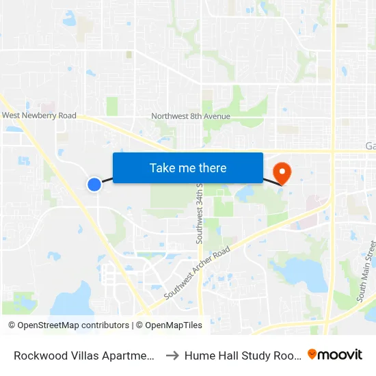 Rockwood Villas Apartments to Hume Hall Study Room map