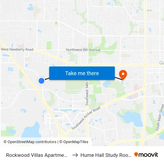 Rockwood Villas Apartments to Hume Hall Study Room map