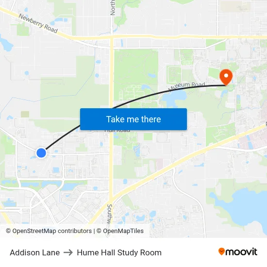 Addison Lane to Hume Hall Study Room map