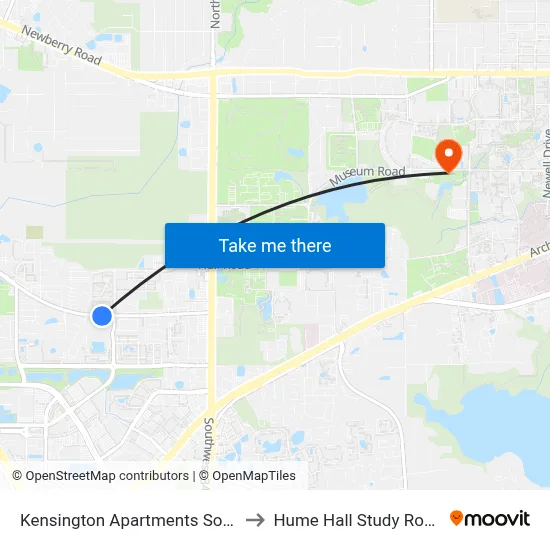 Kensington Apartments South to Hume Hall Study Room map