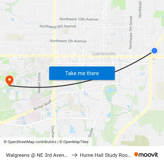 Walgreens @ NE 3rd Avenue to Hume Hall Study Room map