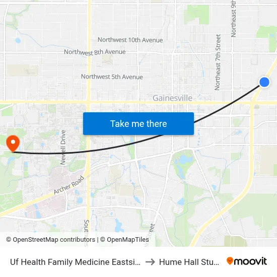 Uf Health Family Medicine Eastside Northbound to Hume Hall Study Room map
