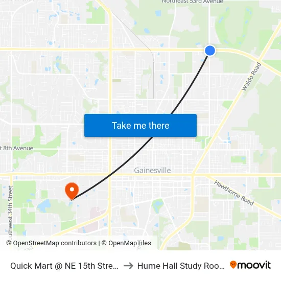 Quick Mart @ NE 15th Street to Hume Hall Study Room map