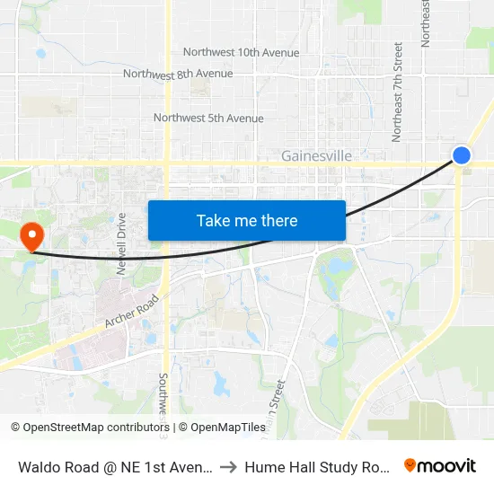 Waldo Road @ NE 1st Avenue to Hume Hall Study Room map