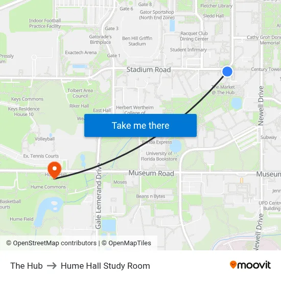 The Hub to Hume Hall Study Room map