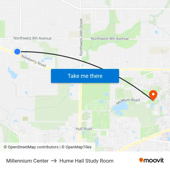 Millennium Center to Hume Hall Study Room map