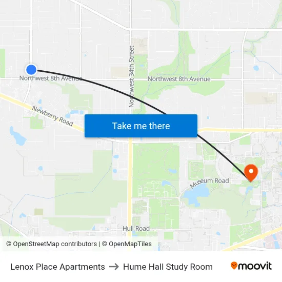 Lenox Place Apartments to Hume Hall Study Room map