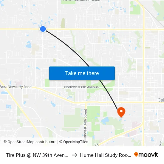Tire Plus @ NW 39th Avenue to Hume Hall Study Room map