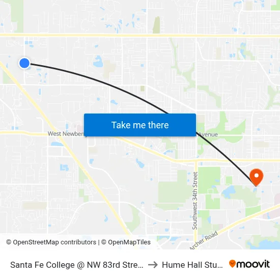 Santa Fe College @ NW 83rd Street (Northbound) to Hume Hall Study Room map
