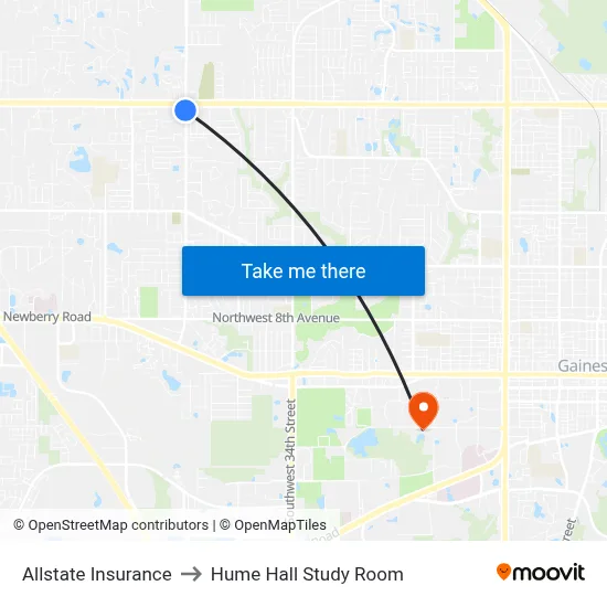 Allstate Insurance to Hume Hall Study Room map