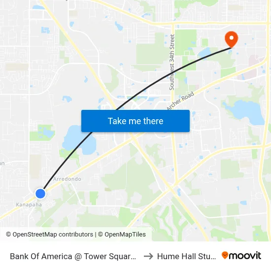 Bank Of America @ Tower Square on Archer Road to Hume Hall Study Room map