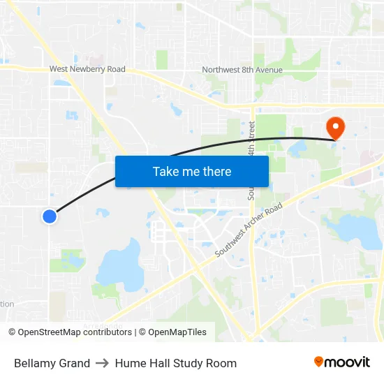 Bellamy Grand to Hume Hall Study Room map