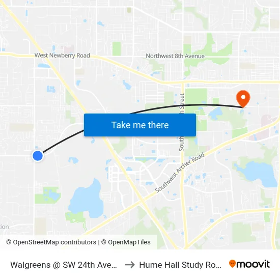 Walgreens @ SW 24th Avenue to Hume Hall Study Room map