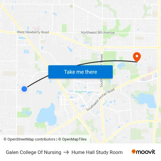 Galen College Of Nursing to Hume Hall Study Room map
