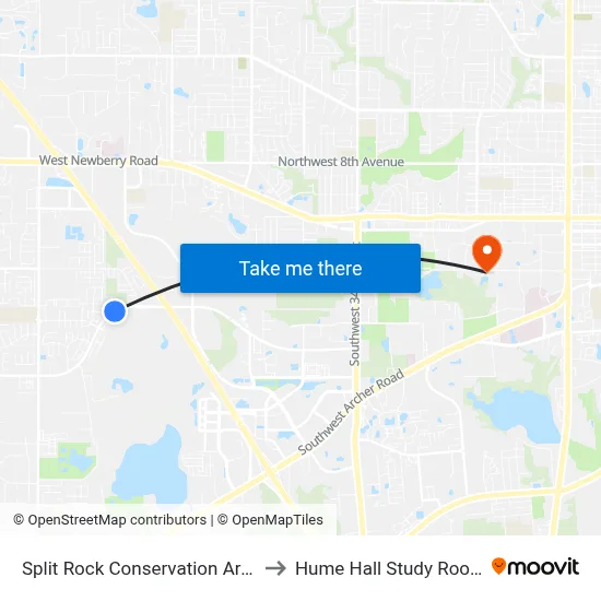 Split Rock Conservation Area to Hume Hall Study Room map