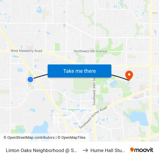 Linton Oaks Neighborhood @ SW 63rd Terrace to Hume Hall Study Room map