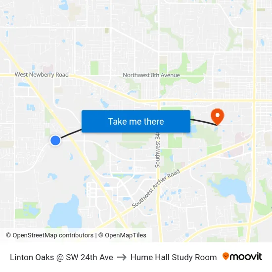 Linton Oaks @ SW 24th Ave to Hume Hall Study Room map