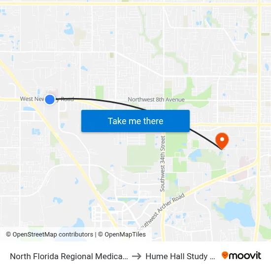 North Florida Regional Medical Center to Hume Hall Study Room map