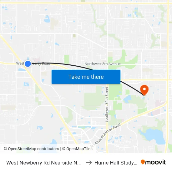 West Newberry Rd Nearside NW 69th Ter to Hume Hall Study Room map