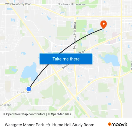 Westgate Manor Park to Hume Hall Study Room map