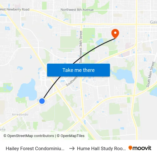 Hailey Forest Condominiums to Hume Hall Study Room map