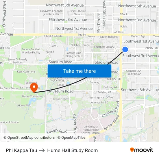 Phi Kappa Tau to Hume Hall Study Room map